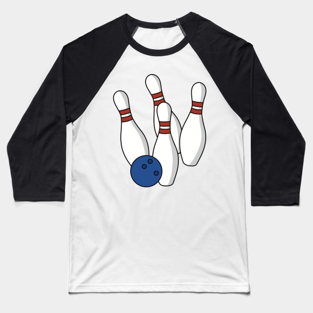 Bowling Ball and Pins Baseball T-Shirt by murialbezanson